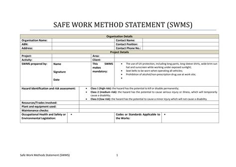 mini digger method statement|Safe Work Method Statement (SWMS) .